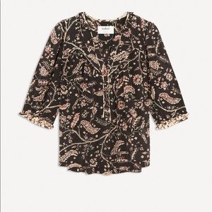 ba&sh Black Floral Tie-Neck Blouse